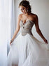 A Line Sweetheart Tulle Ivory Beadings Prom Dress LBQ3050